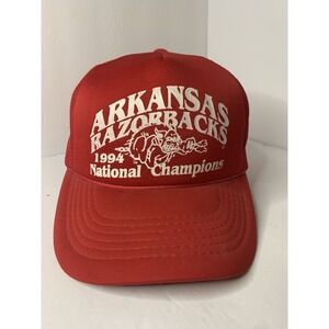 Vintage 1994 Arkansas Razorbacks National Champs NCAA Trucker Mesh Hat Snapback